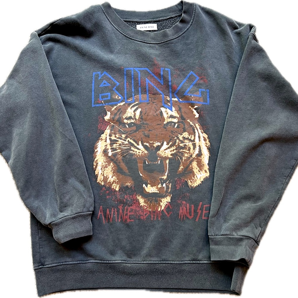 Anine Bing Tiger Sweatshirt Faded Black